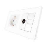 Priza Schuko + TV + Internet cu Rama Din Sticla LUXION SmartElectro IntelligentHouse