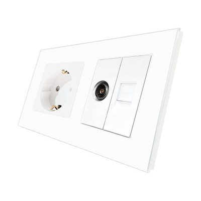 Priza Schuko + TV + Internet cu Rama Din Sticla LUXION SmartElectro IntelligentHouse foto