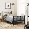 Cadru Pat Metalic vidaXL 90x190 cm Negru, Tăblie Cap/Picioare, Suport Saltea, Design Robust, Mobilier Dormitor