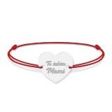 Claudia - Bratara din snur cu talisman personalizat din argint 925 - Inimioara
