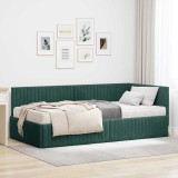 vidaXL Cadru de pat colțar cu saltea cu headboard 2 pcs Verde Catifea 3393830