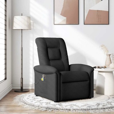vidaXL Fotoliu de masaj rabatabil, negru, material textil foto