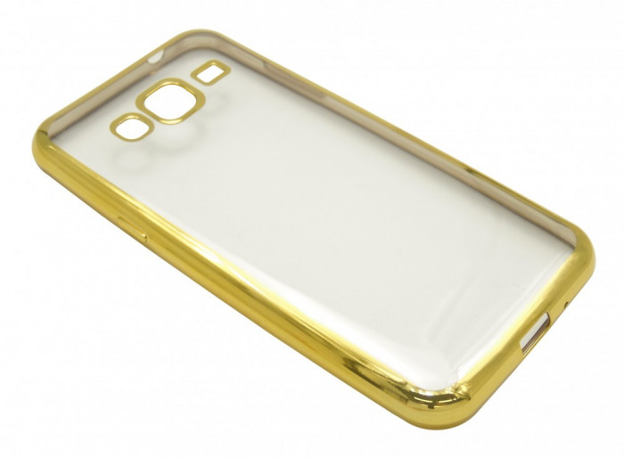 Husa silicon GreenGo Ultra Hybrid transparenta cu margini electroplacate aurii pentru Samsung Galaxy J3 (SM-J320F) (2016)