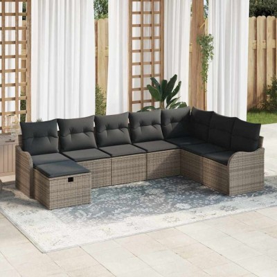 vidaXL Set de canapele pentru grădină 8 pcs Gri 287.5 x 177.5 x 85 cm 3359028 foto