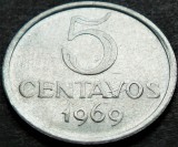 Cumpara ieftin Moneda 5 CENTAVOS- BRAZILIA, anul 1969 * cod 5354 A, America Centrala si de Sud