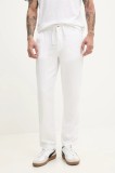 Superdry pantaloni din in barbati, culoarea alb, drept, M7011318A-01C