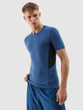 Tricou slim de antrenament din material reciclat pentru bărbați - bleumarin, 4F Sportswear