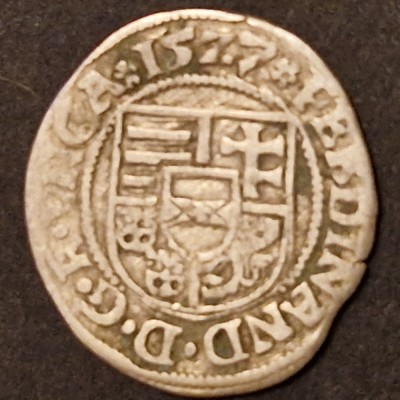 Denar Ungaria 1577 Ferdinand argint 0.3gr nr.4 foto