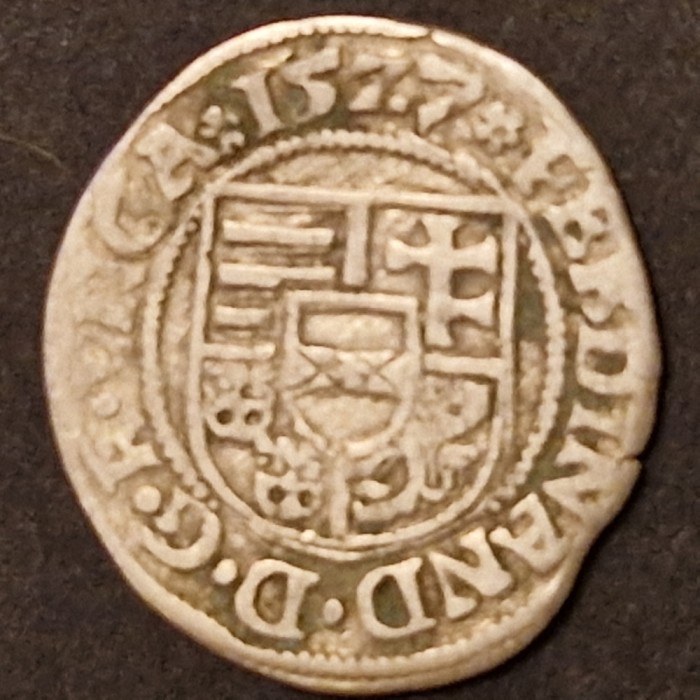 Denar Ungaria 1577 Ferdinand argint 0.3gr nr.4