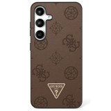Husa pentru Samsung Galaxy S25 - Guess Peony Grained Hot Stamp Triangle Logo MagSafe (GUHMS25SPGBTMW) - Brown