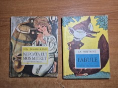 2 carti pentru copii - ion agarbiceanu - nepoata lui mos mitrut si fabule - la fontaine - din anul 1977 si 1972