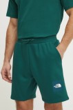 The North Face pantaloni scurți Nuptse Regular bărbați, culoarea verde, NF0A8C1JA1B1