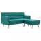 Canapea forma L, material textil, 171,5 x 138 x 81,5 cm, verde