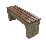 Banca din beton si piatra de rau, sezut din lemn de brad &ndash; 120x49x35 cm
