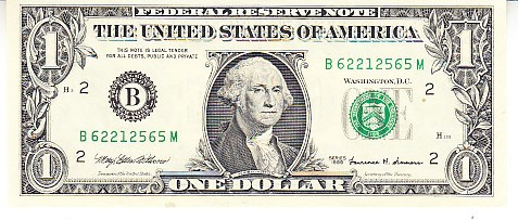 B11 - Bancnota foarte veche - America USA - 1 dolar - 1999