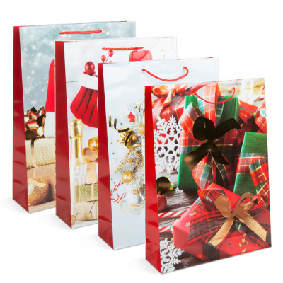 Punga cadou pentru Craciun - hartie - 330 x 102 x 457 mm - 4 tipuri/ pachet Best CarHome foto