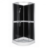 Cumpara ieftin Cabină de duș CLASSIC 80 BLACK cu perete posterior, cu cădiță și baterie