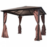 Pavilion cu perdea, maro, aluminiu, 300 x 300 cm GartenMobel Dekor, vidaXL