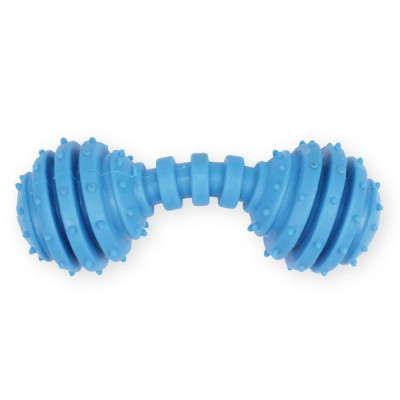 TPR jucărie de cățel &amp;ndash; ganteră albastră cu clopoței 12 cm foto