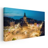 Tablou Piata Sfatului noaptea, Brasov 1755 Tablou canvas pe panza CU RAMA 40x80 cm