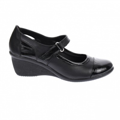 Pantofi dama, casual, din piele naturala in combinatie cu piele lac, cu platforme de 5 cm - P60NLAC foto
