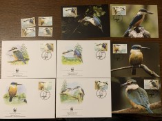 norfolk - pasari - serie 4 timbre MNH, 4 FDC, 4 maxime, fauna wwf