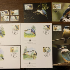 norfolk - pasari - serie 4 timbre MNH, 4 FDC, 4 maxime, fauna wwf