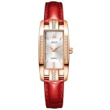 Ceas quartz Efb Jhui auriu cu cristale si bratara rosu rubin