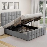 Pat Metropol 180x200 cm Lada Depozitare Tapitat Gri Somiera Inclusa (cod:G19-19-grey)