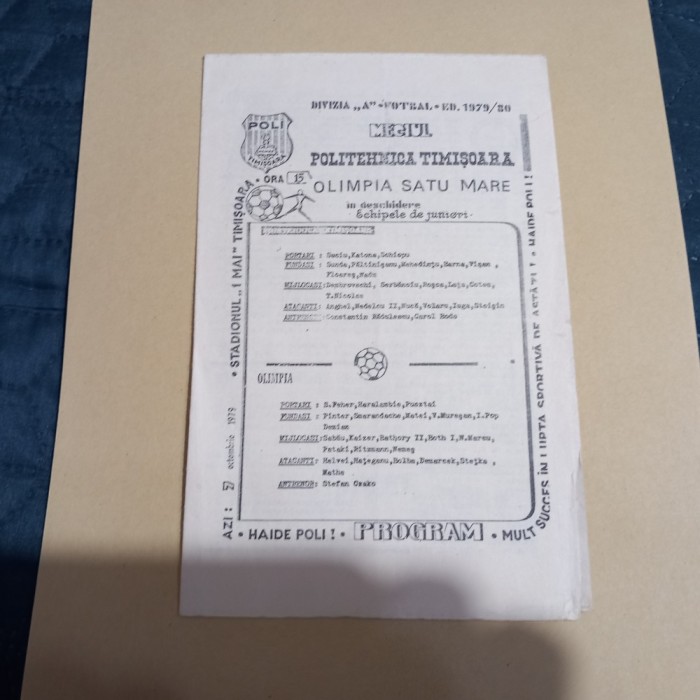 Program Poli Timisoara - Olimpia Satu Mare