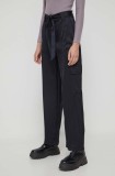 Abercrombie &amp; Fitch pantaloni femei, culoarea negru, lat, high waist
