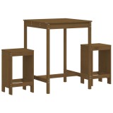 Cumpara ieftin Set mobilier de bar, 3 piese, maro miere, lemn masiv de pin