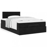 Gossi cadru pat otoman cu saltea, catifea neagra 120x200 cm
