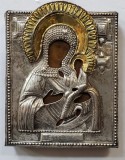 Maica Domnului Tihvinskaia, Icoana pe lemn cu ferecatura, Rusia, Secol XIX