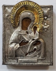 Maica Domnului Tihvinskaia, Icoana pe lemn cu ferecatura, Rusia, Secol XIX