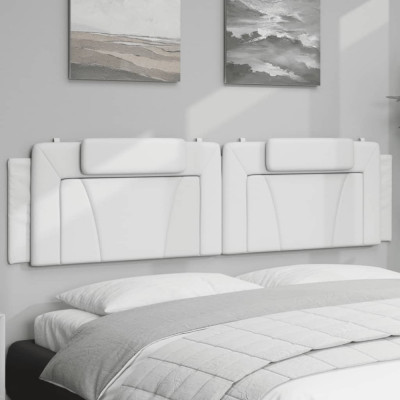 vidaXL Pernă pentru tăblie pat, alb, 200 cm, piele artificială foto