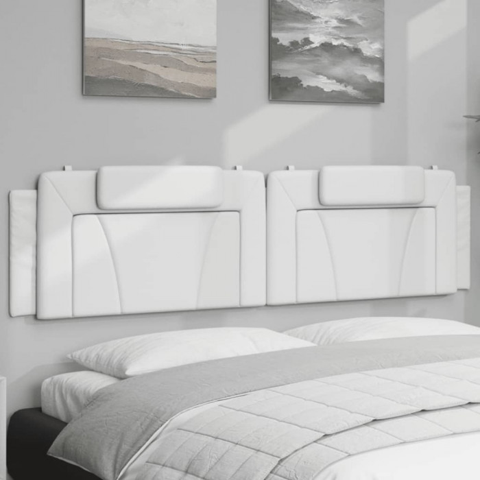 vidaXL Pernă pentru tăblie pat, alb, 200 cm, piele artificială