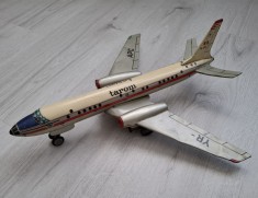 JUCARIE VECHE TABLA - AVION ROMANESC &quot; TAROM &quot; - FABRICAT LA A.M.T. - AMBALAJUL METALIC TIMISOARA