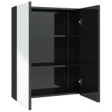 Cumpara ieftin Dulap de baie cu oglinda, negru stralucitor, 60x15x75 cm, MDF