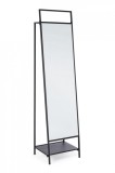 Cumpara ieftin Oglinda de podea rama din fier negru cu suport de haine si incaltaminte Ekbal 46 cm x 39 cm x 181.5 h