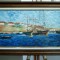 P14. Tablou in ulei pe panza, Corabii in Port, 62 cm x 40 cm inramat, Original