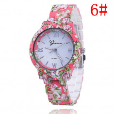 Ceas Casual Elegant Dama GENEVA Model Floral Superb 7 Nuante DESIGN FLORAL foto