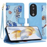 Husa flipcraft pentru honor 90 - protectie 360, design floral, vibrant&Acirc;&nbsp;blue