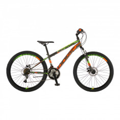 Bicicleta Mtb Polar Sonic Fs Disc - 26 Inch, Gri-Verde-Portocaliu foto