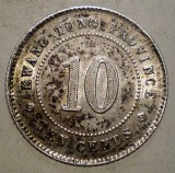 E.227 CHINA KWANG-TUNG KWANGTUNG PROVINCE 10 TEN CENTS 1914 XF ARGINT