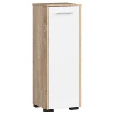 Dulap de baie tip baza, cu usa reversibila si raft interior, PAL 16 mm, 30x30x85 cm, stejar sonoma si alb Household NewTrend