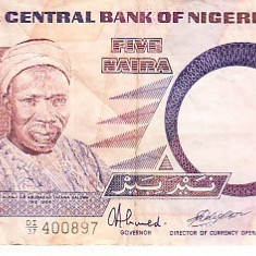 M1 - Bancnota foarte veche - Nigeria - 5 naira - 1984