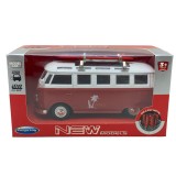 Macheta replica Volkswagen T1 rosu Surf din Metal
