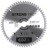 Strend Pro TCT 250x3.0x30/20 mm 60T, p&acirc;nza de ferăstrău pentru lemn, SK feliat