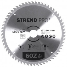 Strend Pro TCT 250x3.0x30/20 mm 60T, pânza de ferăstrău pentru lemn, SK feliat